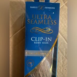 BARELY XTENSIONS Clip In 100% Remy Human Hair 18in -Chestnut Brown